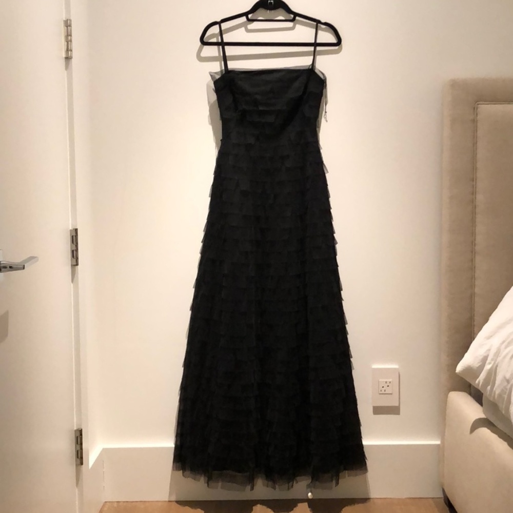BCBGMaxAzria Strapless Tulle Tiered Full-length